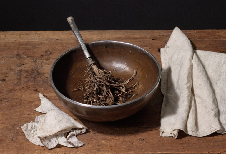 Лезвие срезает бурые корни над миской, рядом лежит спиртовая салфетка